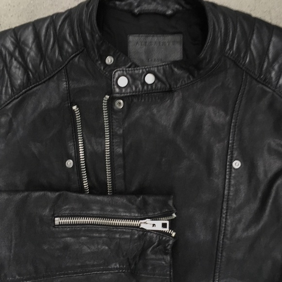 Men’s Large All Saints Leather Motorcycle Jacket - Picture 3 of 4